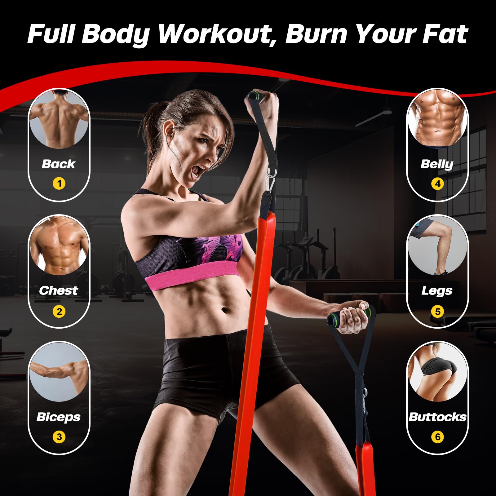 Kit Pilates Bar Con Bande Di Resistenza - Attrezzo Fitness Per Gambe E Addominali, Per Casa E Palestra - Foto 9