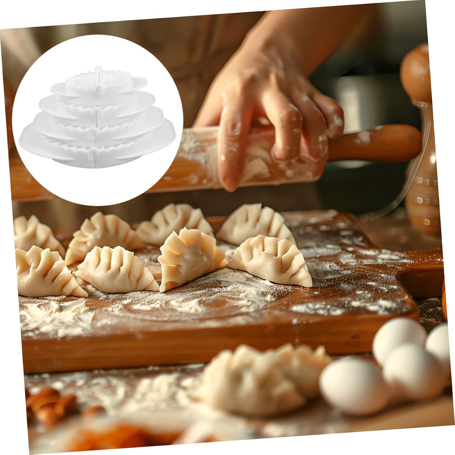 COLLBATH 4pcs Manual Dumpling Maker Mould Press Tool Set Dumpling Maker for Chinese Wonton Wrappers Versatile Kitchen Tool