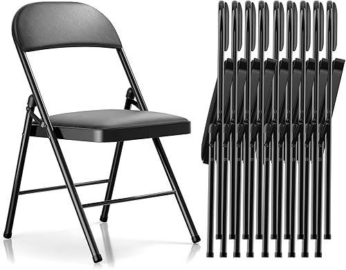 Miniatura 23 de Sillas Plegables con Asientos Acolchados - Paquete de 4 Sillas Plegables Acolchadas con Marco de Acero para el Hogar y la Oficina, Eventos en