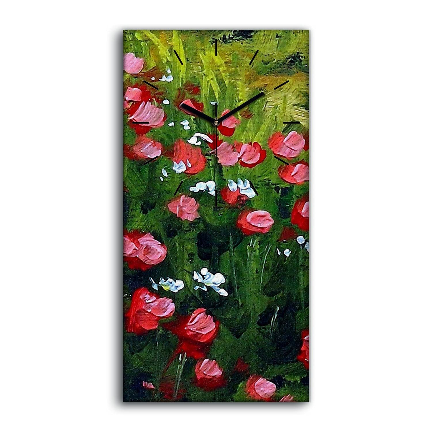 Horloge sur Toile sans Bruit Décoration Murale Salon Moderne Image Nature Fleur Huile 30x60