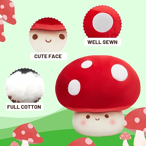 Miniatura 4 de Yulefly Juguete de peluche grande de hongos de 23.6 pulgadas, almohada de peluche de hongo, regalo para cumpleaños y San Valentín (rojo, 23.6