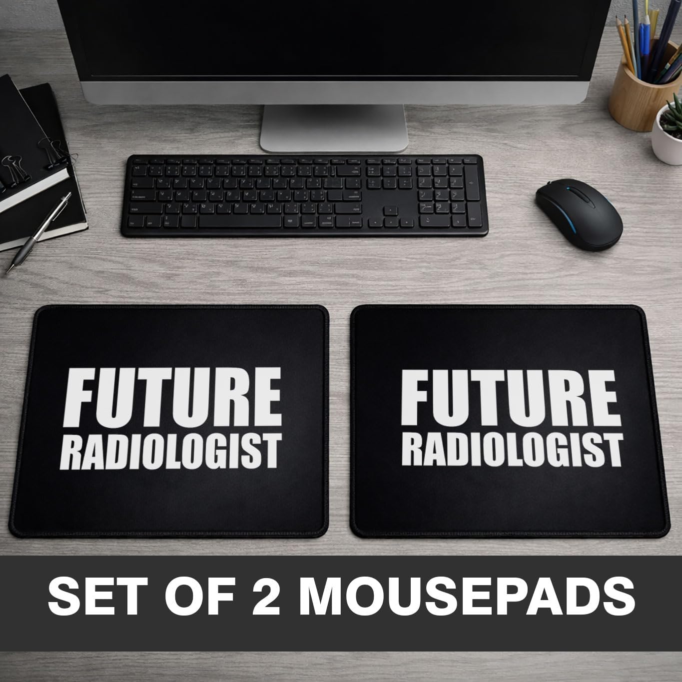 Future Radiologist Mouse Pad Set, Rubber, Black, Non-Slip Base, Office, 9.5x8 inches, Rectangular, 2 Pack image 5