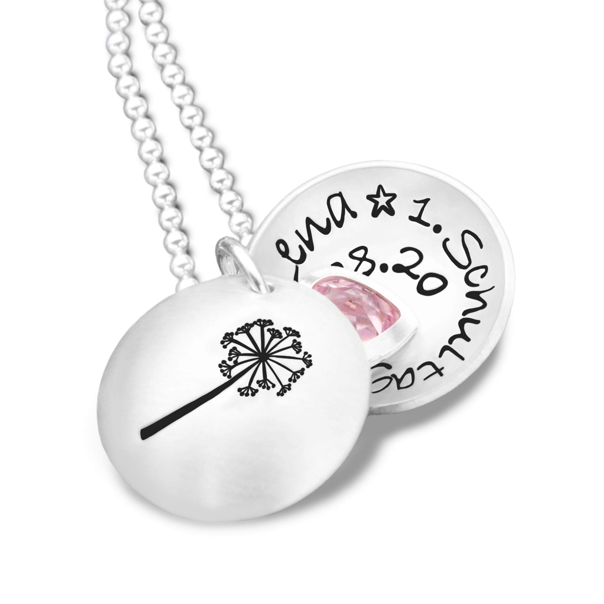 Geschenk Einschulung Kette personalisiert Mädchen Schultüte Füllung SCHULANFANG 925 Silber Kinderkette mit Gravur personalisierbar erster 1ter 1. Schultag Zuckertüte Inhalt