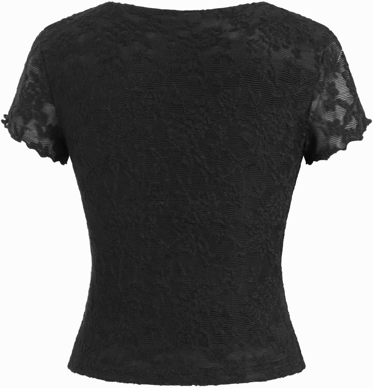 CIDER Women's Floral Lace Crop Tops V Neck Short Sleeve Going Out Tops Summer Casual Outfits - Image 5