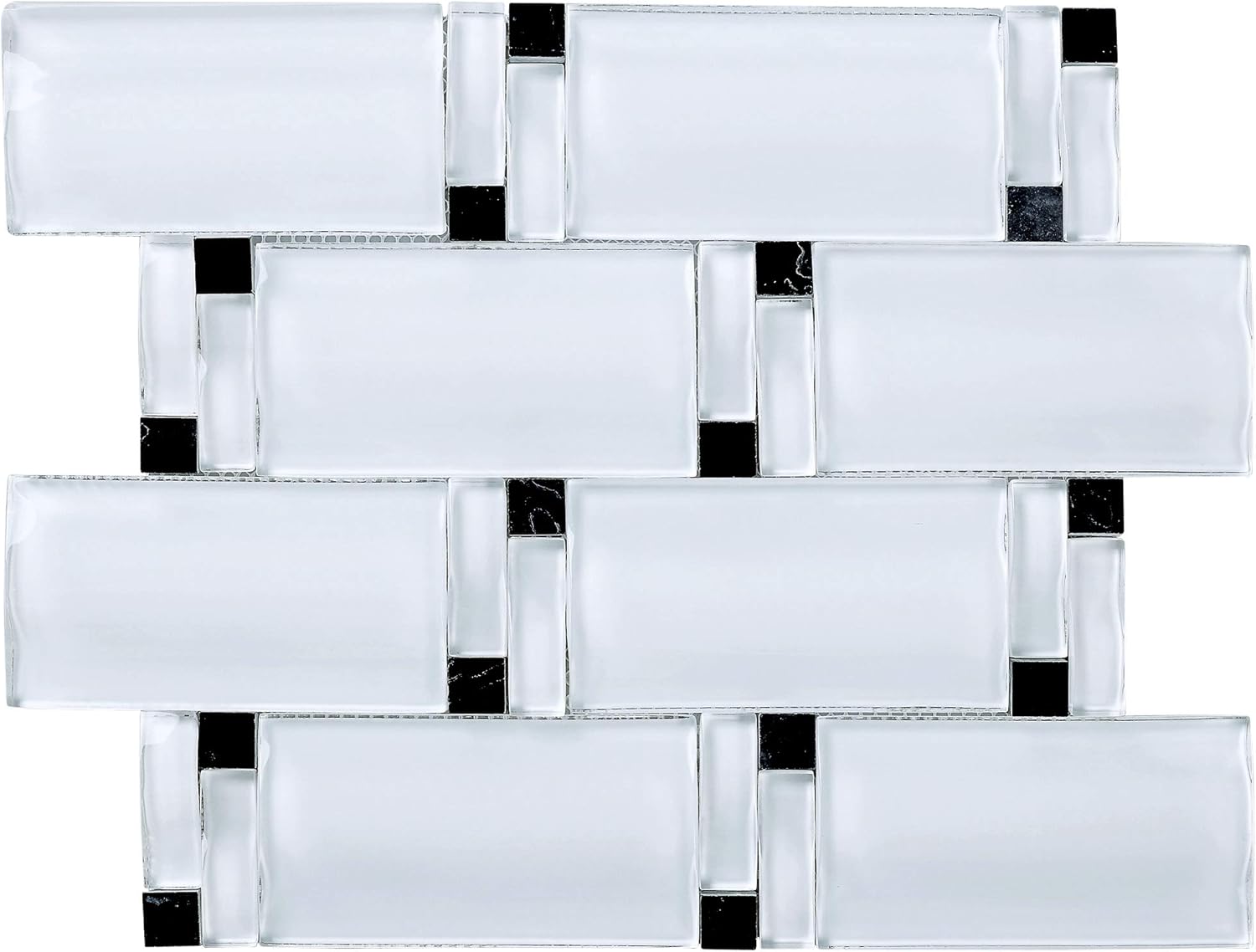 TBAMG-02 White and Black Arched Over Size Glass Mosaic-Kitchen and Bathroom Backsplash Tile Wall Tile (10 Sheets)