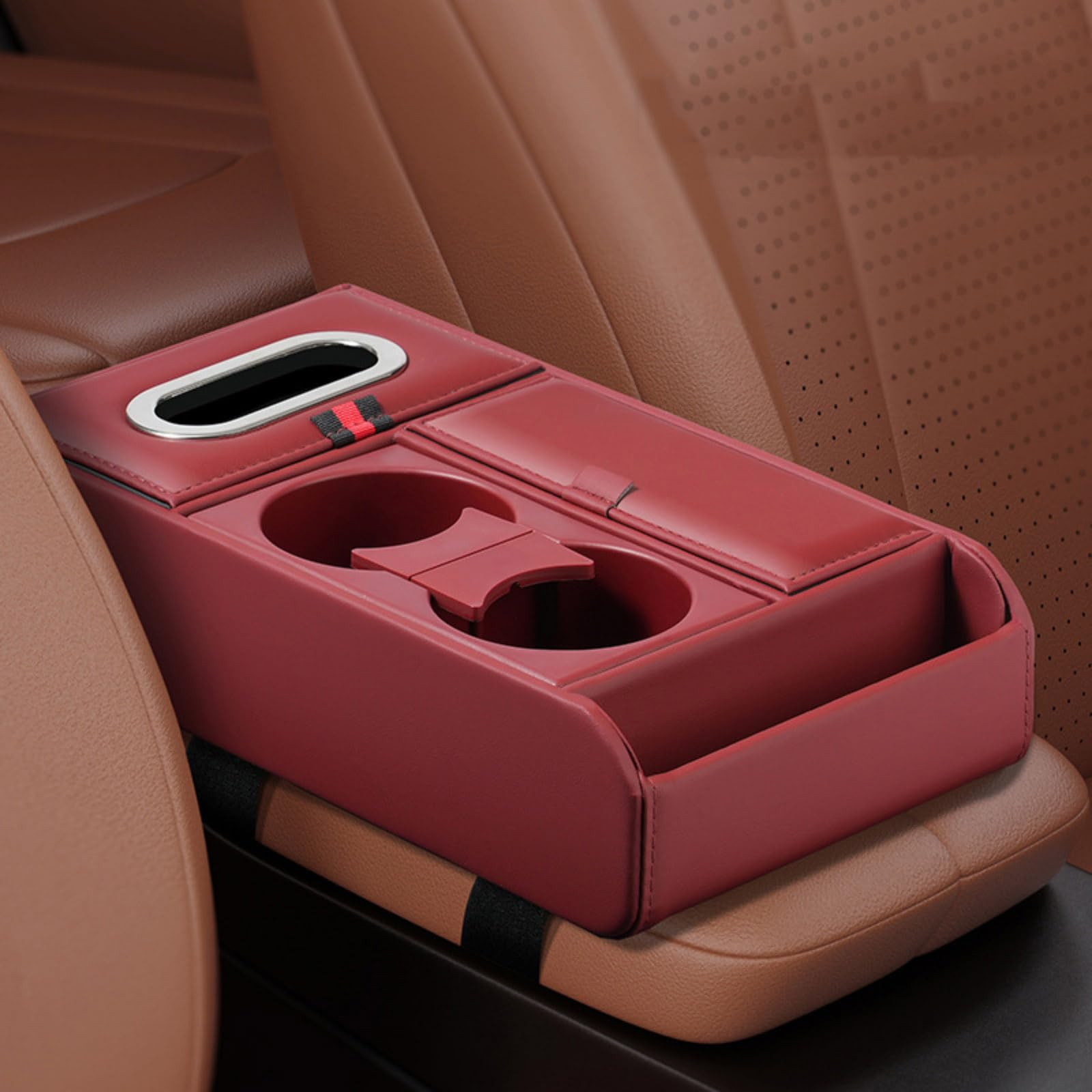 Organizer per Bracciolo Auto per Seat Toledo 1991–2009, Scatola Portaoggetti, Multiuso Tappetino per Bracciolo Auto, Accessori Interni Auto, Organizer Consolle,D Red