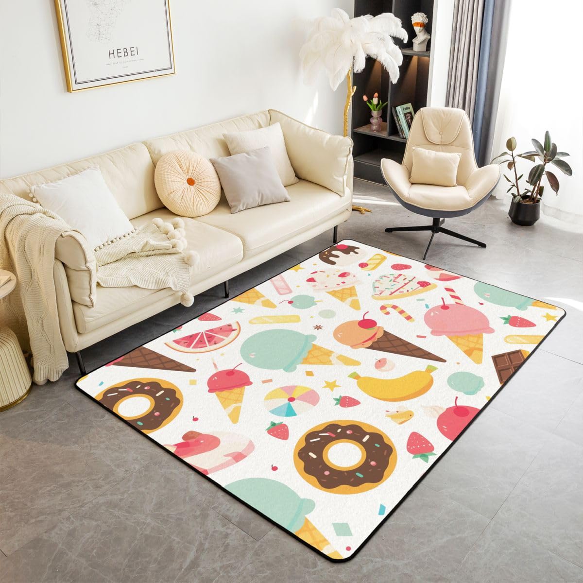 Tapis Chambre Fille Mignon Donut pour Décoration Moderne
