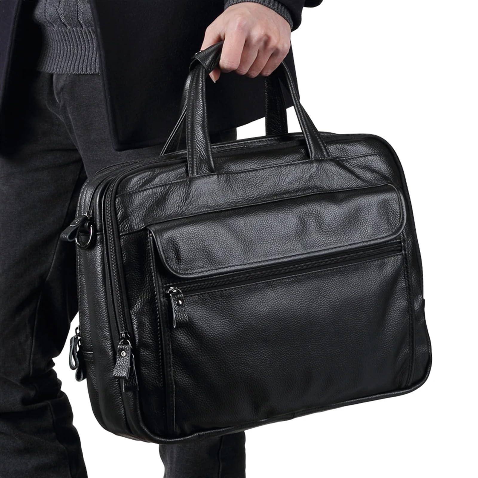 Valigetta 24 Ore Uomo Borsa da ufficio uomo in pelle lavoro casual viaggio Borse a tracolla for laptop 15,6 pollici Valigetta
