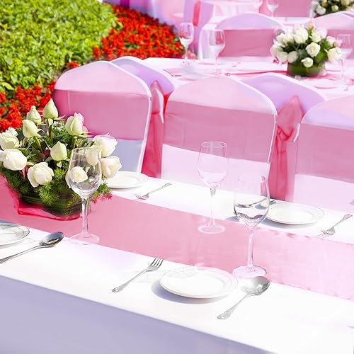 Miniatura 68 de Bencailor 24 caminos de mesa de satén a granel de 12 x 108 pulgadas de largo, mantel de tela suave brillante para banquete de boda, cumpleaños