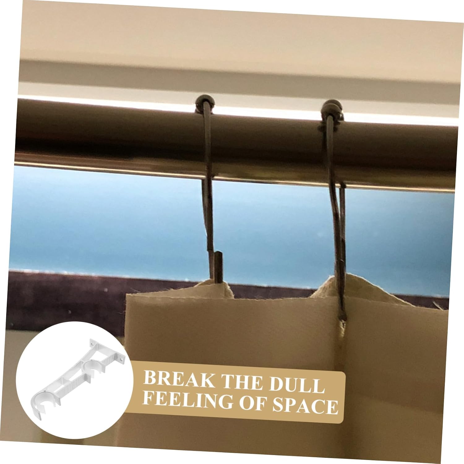 4pcs Curtain Rod Mounting Brackets Double Rod Holders for Boho Curtains