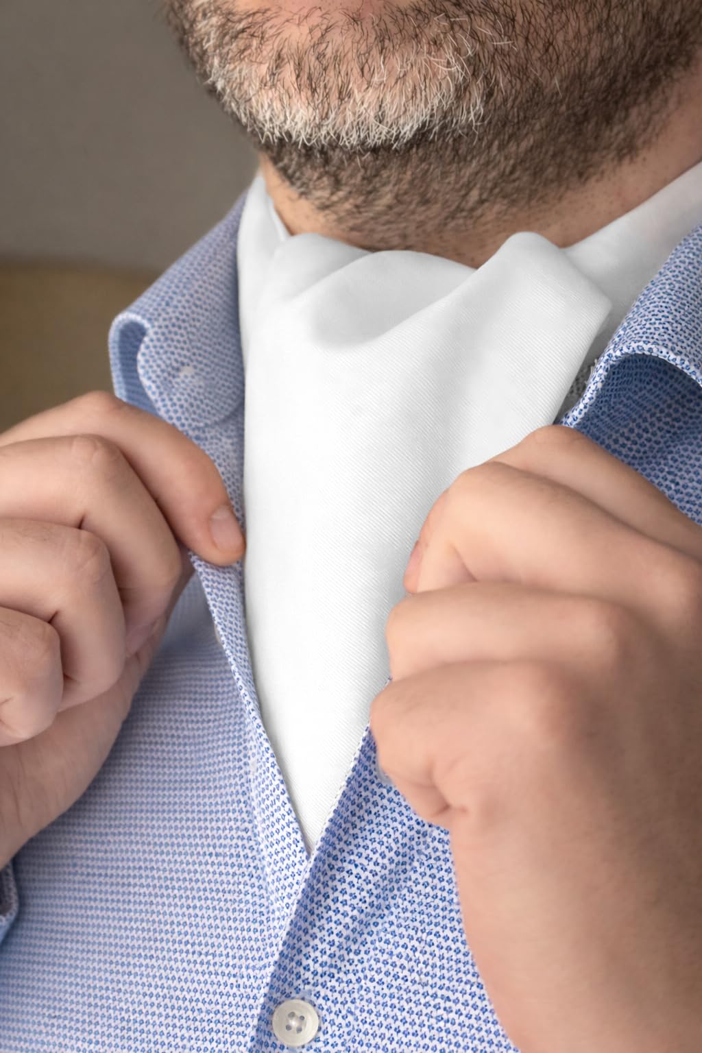 Remo Sartori Uni Cravate Ascot Foulard, 100% Soie, doubles-pointées, Fabriqué en Italie, Homme