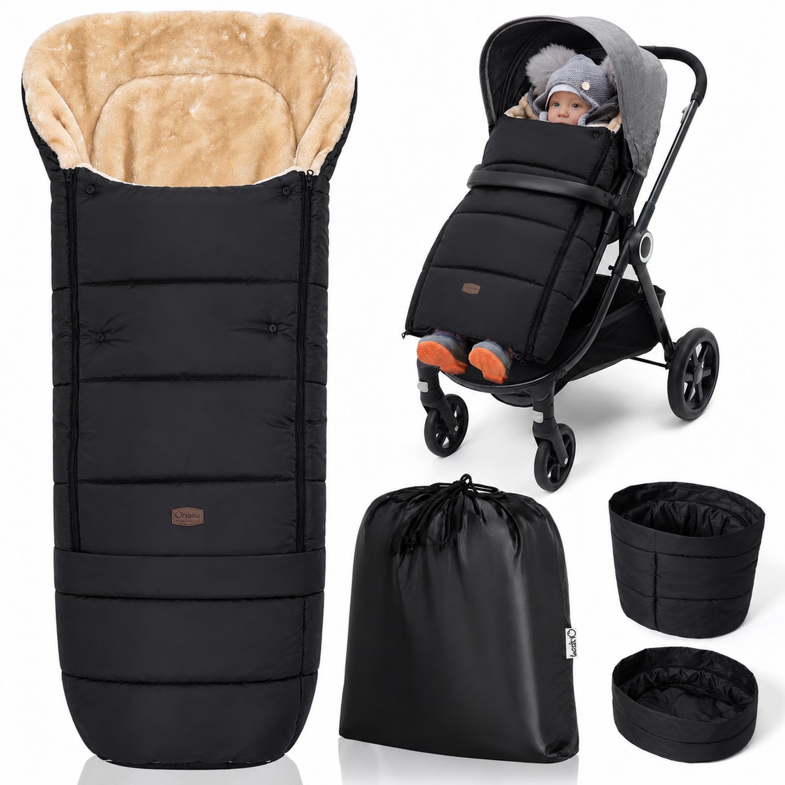 Orzbow Footmuff for Pushchair Universal, Easy-Access Zipper