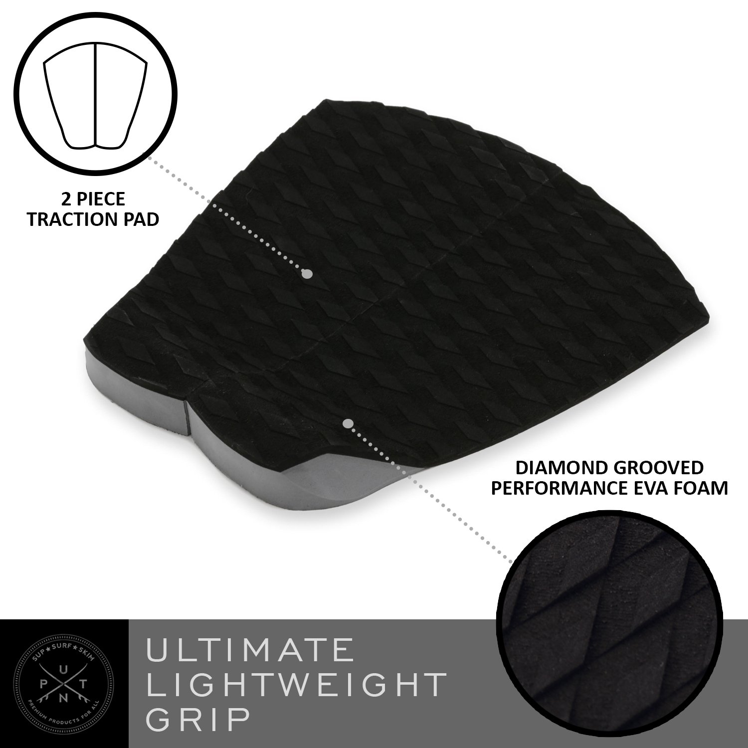 Surfboard Traction Pad 2 Piece Surf Board & Skimboard Stomp Foot Pads