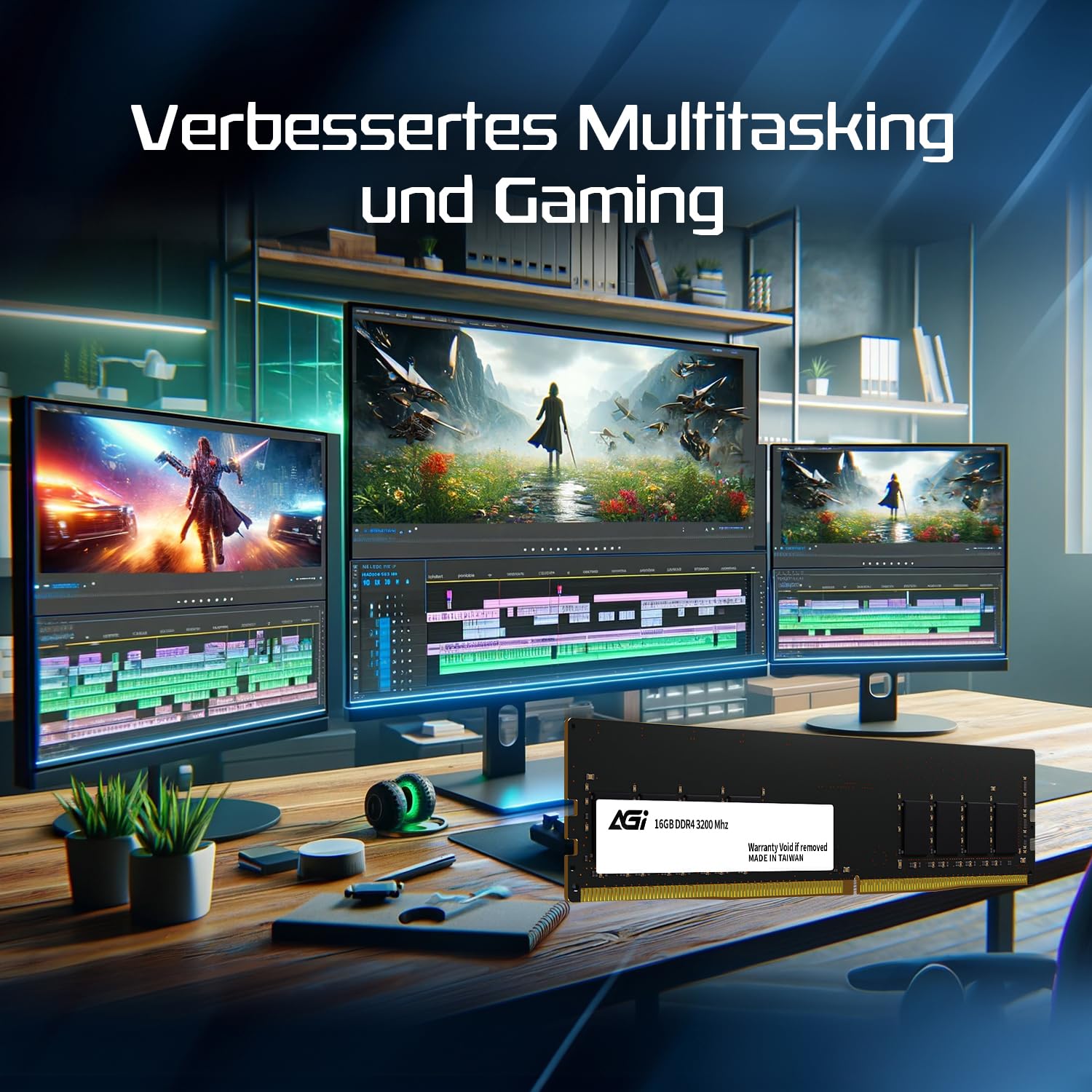 AGI UD138 32GB Kit 2x16GB DDR4 RAM 3200 MHz 260 Pin Arbeitsspeicher PC | Latenz CL22, Non-ECC U-DIMM Speichermodu,. Zuverlaessiges Hardware Upgrade kompatibel mit Desktop-Computern