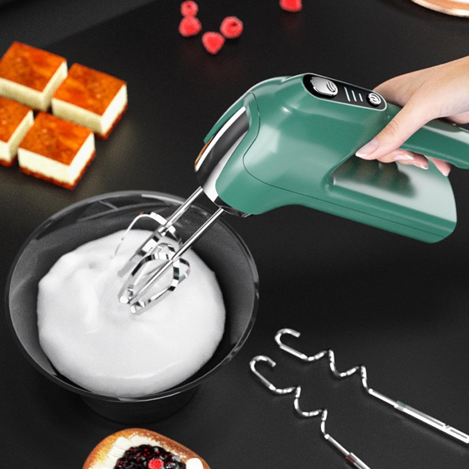 Bezprzewodowa elektryczna trzepaczka USB ładowana trzepaczka do jajek ze stali nierdzewnej mikser blender – mocny 5-biegowy spieniacz do mleka do przyborów kuchennych do pieczenia