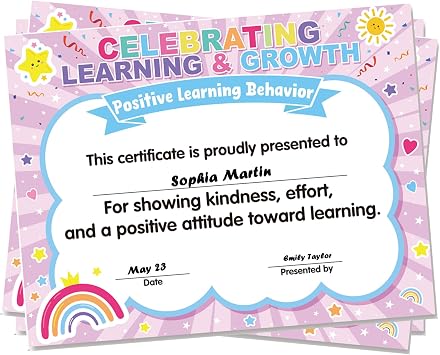 30-Pack Student Award Certificates   Academic Progress, Skill Mastery Kindergarten/Elementary Classroom Rewards Preschool Graduation Certificates Academic Progress, Paper