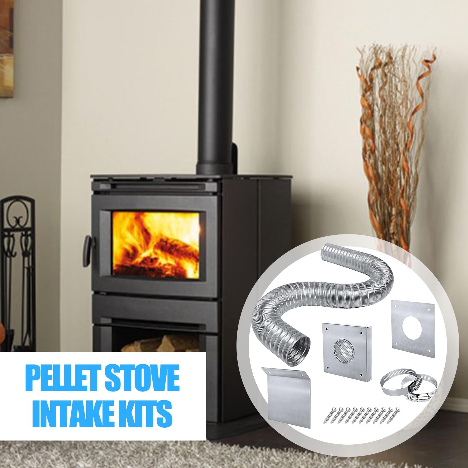 Piezas de repuesto para calentador espacial, kit de admisión de aire para estufa de pellets,Accesorios para chimeneas y estufas resistentes al calor | Juegos de herramientas para chimenea Kit de entra