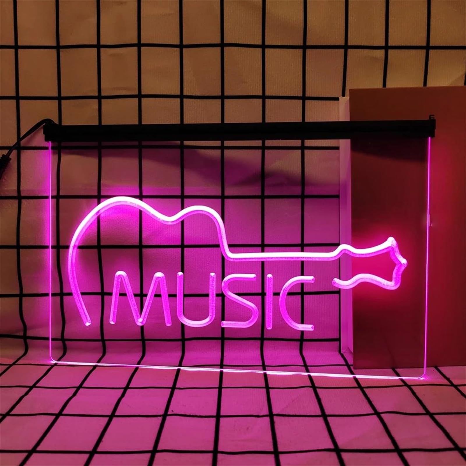Music Guitar Insegna al Neon RGB Dimmerabile A 24 Tasti per Decorazioni Murali, Insegna Luminosa al Neon A LED Alimentata Tramite USB per Concerti Musicali, Negozio di Chitarre,40x30cm