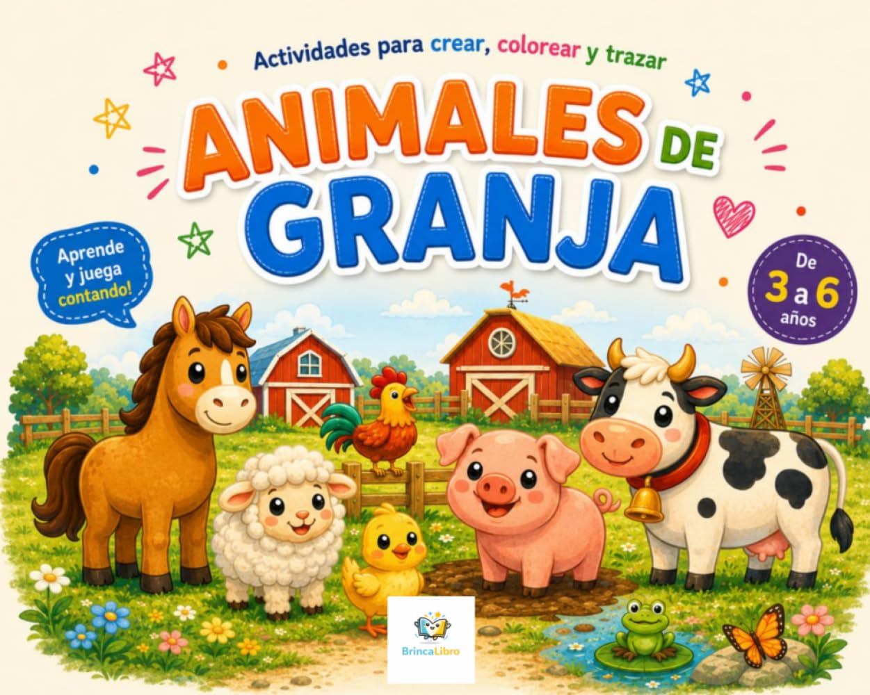Animales de granja: ¡Actividades para crear, colorear y trazar!