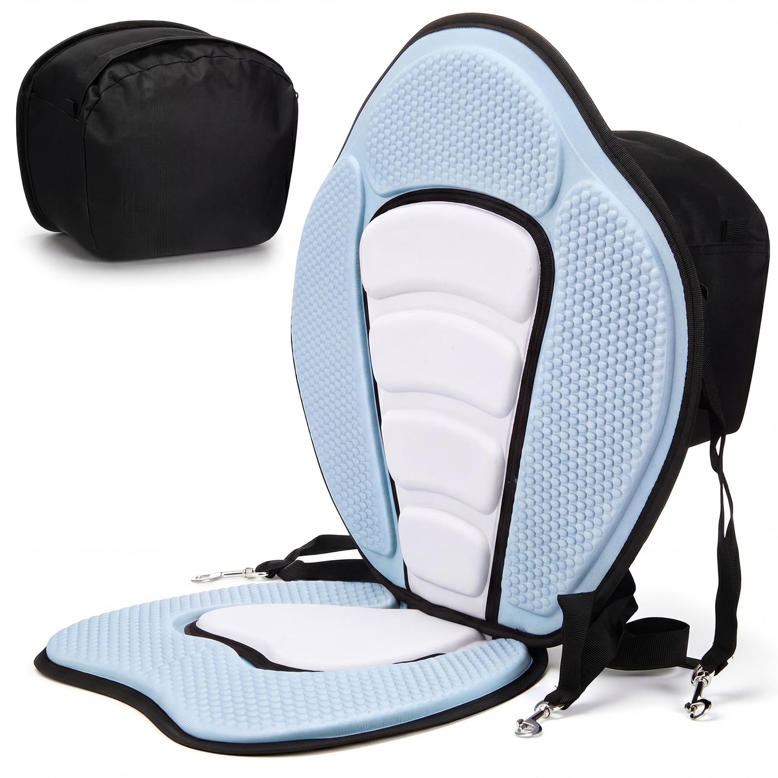 vinsot kayak seat cushion universal paddle board seat with back support adjustable non slip boat chair seats with 4 straps and storage bag for kayak boat sup canoe