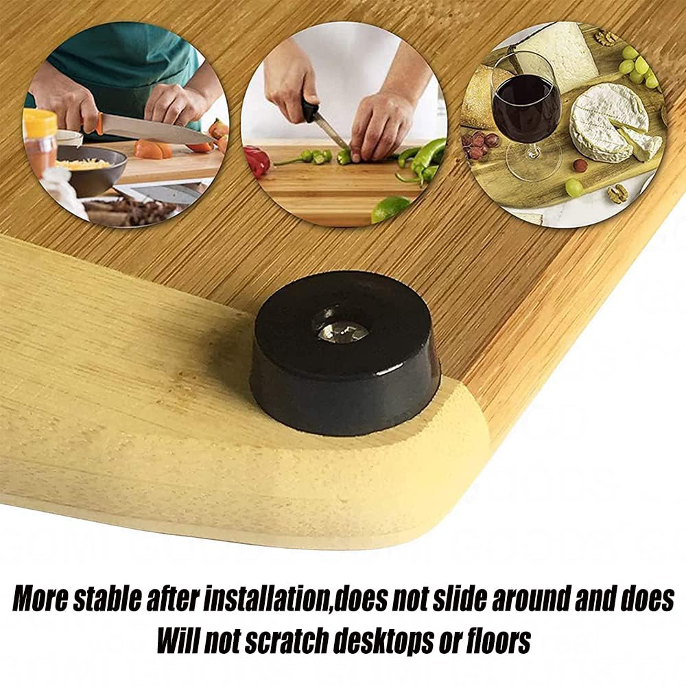 RHQFDM 20 Pieces Rubber Feet Bumpers Soft Cutting Board Rubber Feet Non-Slip Black Rubber Bumpers Rubber Feet for Crutches Rubber Bumpers With Screws Round to Protect Furniture From Moisture - Image 2