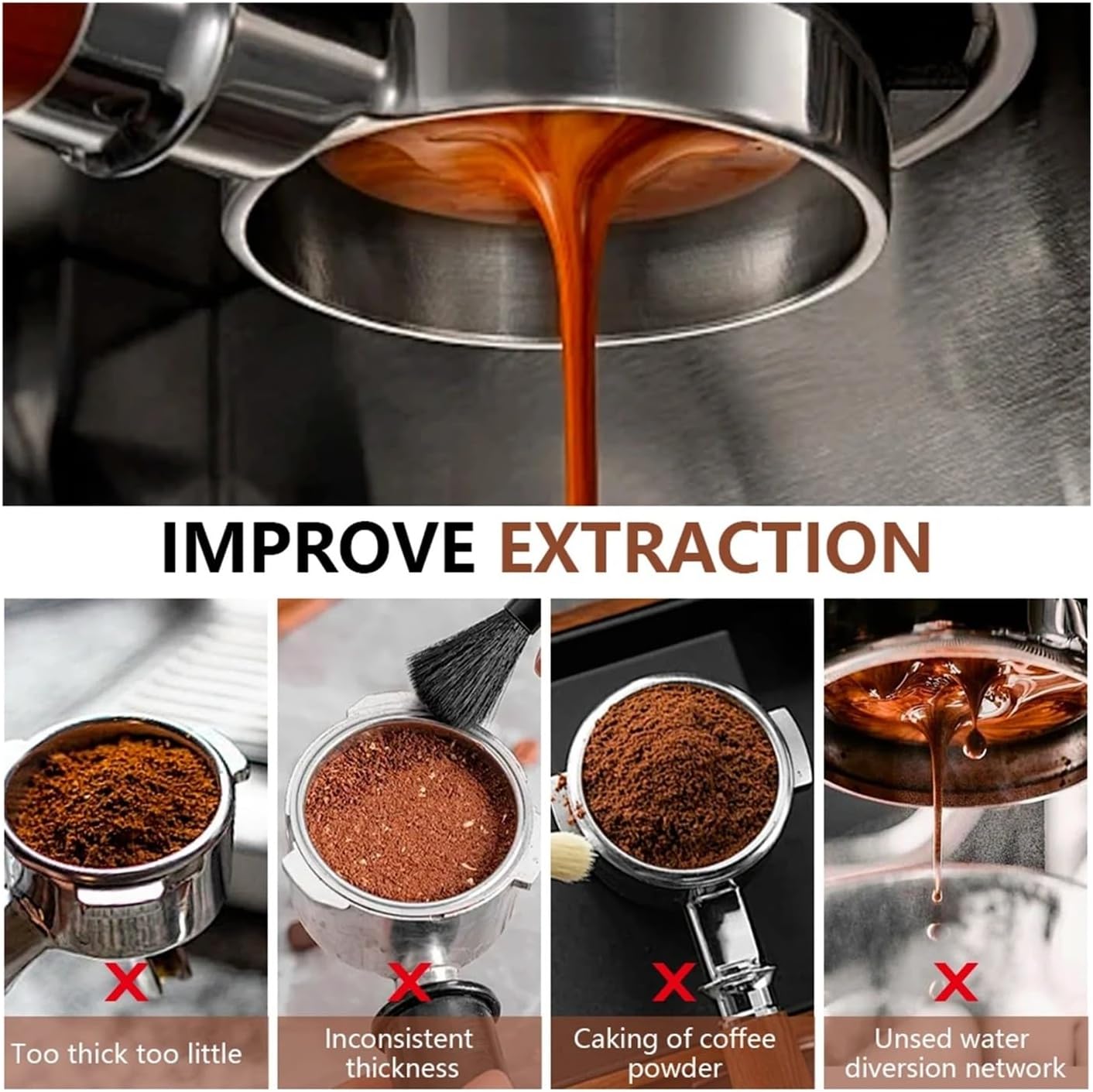 58mmボトムレスポルタフィルター、Breville 9シリーズ BES920/980/990対応、ステンレススチール 2カップバス