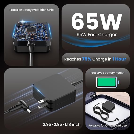 65W Lenovo Laptop Charger for Lenovo Ideapad 1-17 Series 4.0x1.7mm