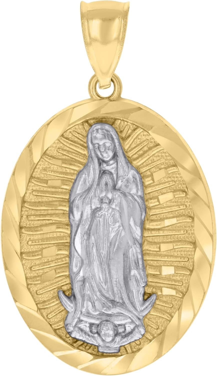 Jewels By Lux 10kt Two-tone Gold Mens Guadalupe Religious Charm Pendant