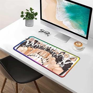 Mouse Pad RGB Sexy Anime LED Gaming Mouse Pad Sexy Butt Breasts Chest Gaming Accessories Laptop Colorful Keyboard Gaming Desktop Carpet Pad 24x12 inch