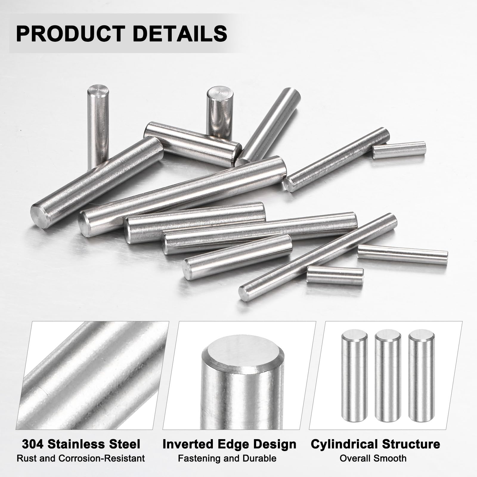 M METERXITY 40-Pack 4 x 14 mm Dowel Pin, 316 Stainless Steel Support Pin Fastener Elements for Metal Devices/Wooden Projects - Image 2