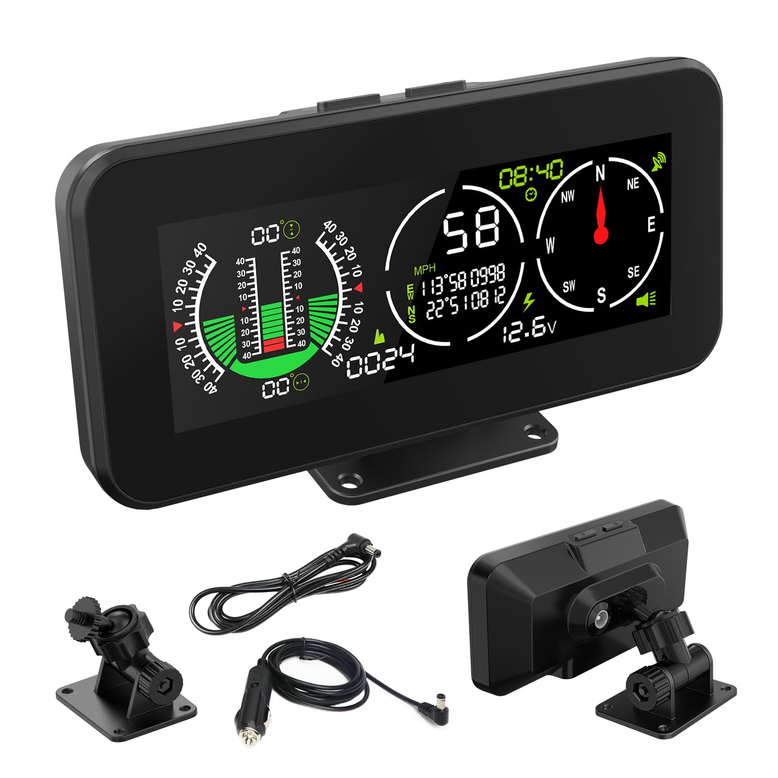 Auto Inclinometro Digitale GPS HUD Pitch Angle Slope Meter MPH Speedometer con Bussola per Veicoli Fuoristrada SUV