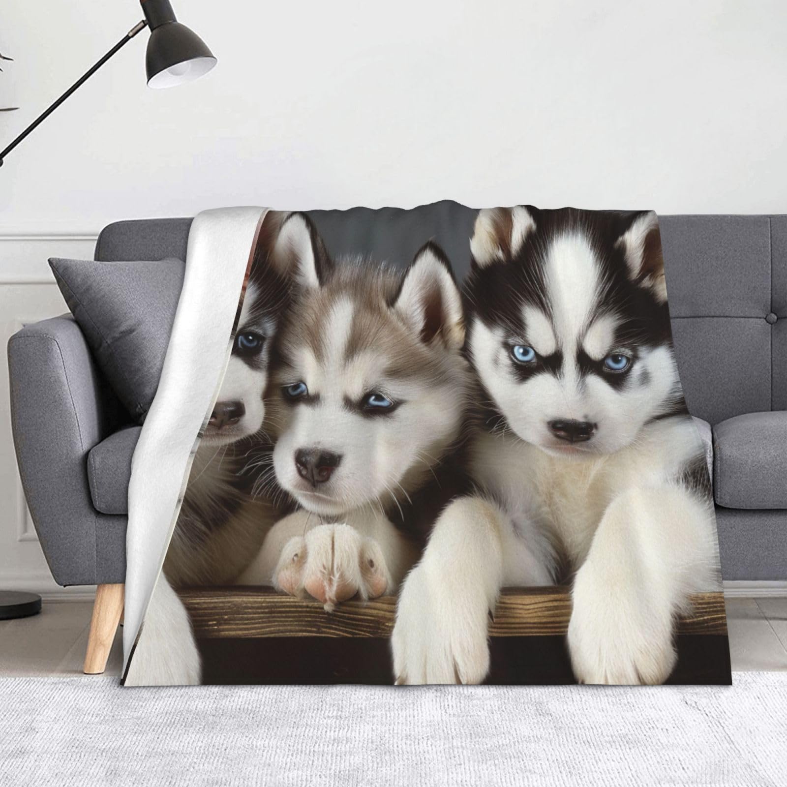 Couverture flanelle Husky jeté de canapé chaud et plaid lit enfant