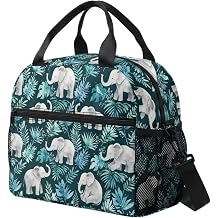 Elephant Lunch Bag for Women Insulated Lunch Box Kids Reusable Lunchbag Shoulder Lunchboxes with Mesh Pockets Picnic Pockets fits Bentgo Boxes,Drink Bottles,Snacks,Utensils
