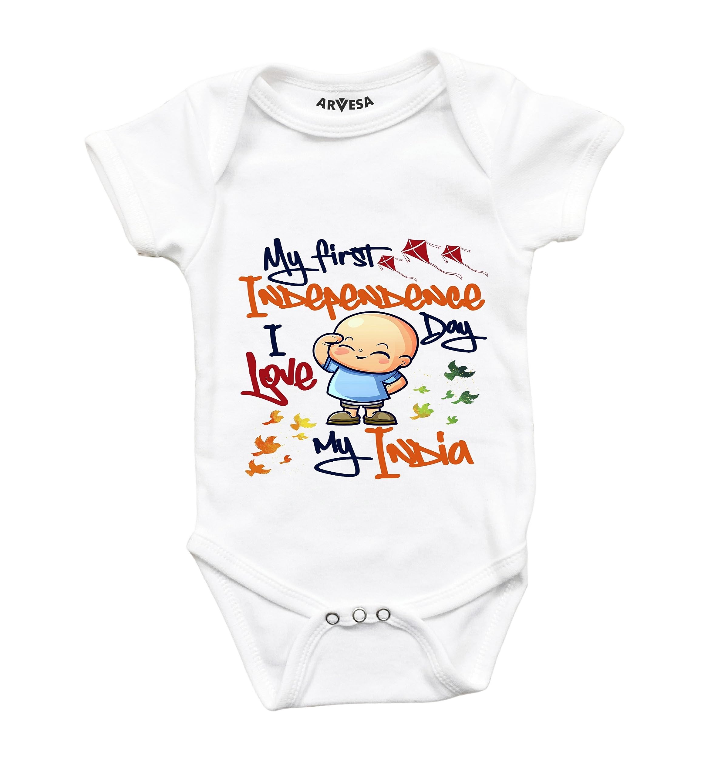 ARVESA First Independence Day Baby Theme Unisex Baby Sleeve Kids Romper, Onesies for Baby Occasion