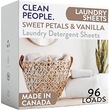 The Clean People Laundry Detergent Sheets - Laundry Soap - Ultra Concentrated, Recyclable Packaging, Stain Fighting - Sweet Petals & Vanilla, 96 Pack