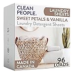 The Clean People Laundry Detergent Sheets - Laundry Soap - Ultra Concentrated, Recyclable Packaging, Stain Fighting - Sweet Petals & Vanilla, 96 Pack