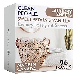 The Clean People Laundry Detergent Sheets - Laundry Soap - Ultra Concentrated, Recyclable Packaging, Stain Fighting - Sweet Petals & Vanilla, 96 Pack