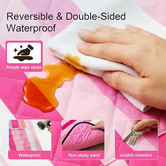 2 in 1 Tote Picnic Blanket Waterproof Outdoor Camping Mat,Large Capacity Beach Blanket 80''x80'' 7 Layers Easy to Foldable and Carry.