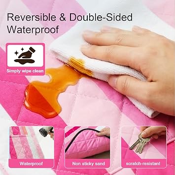 2 in 1 Tote Picnic Blanket Waterproof Outdoor Camping Mat,Large Capacity Beach Blanket 80''x80'' 7 Layers Easy to Foldable and Carry.