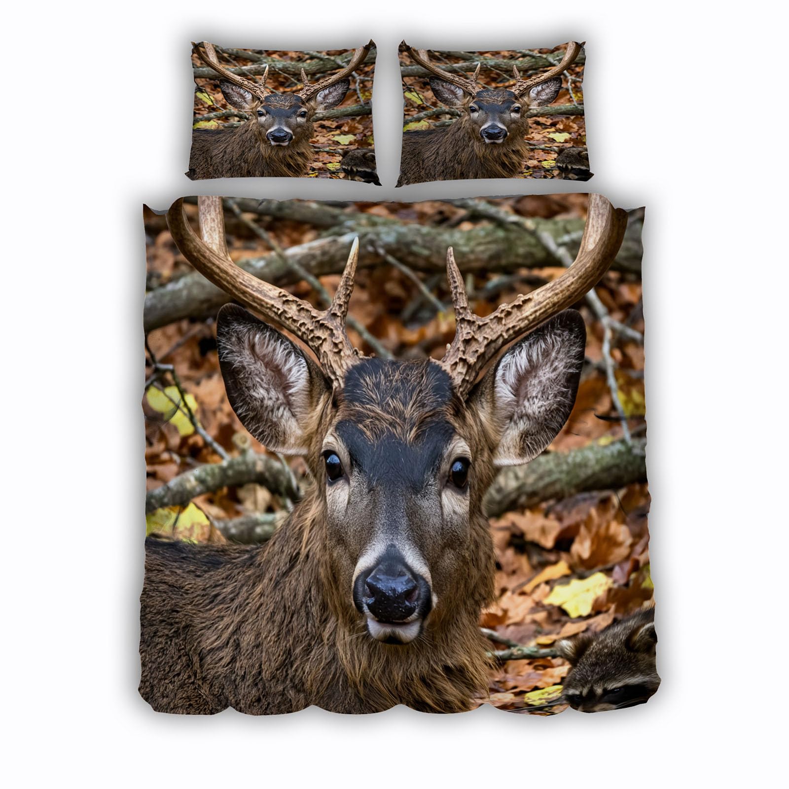Housse de Couette 220x240cm pour Chambre Style Chalet Ambiance Nature Cerfs