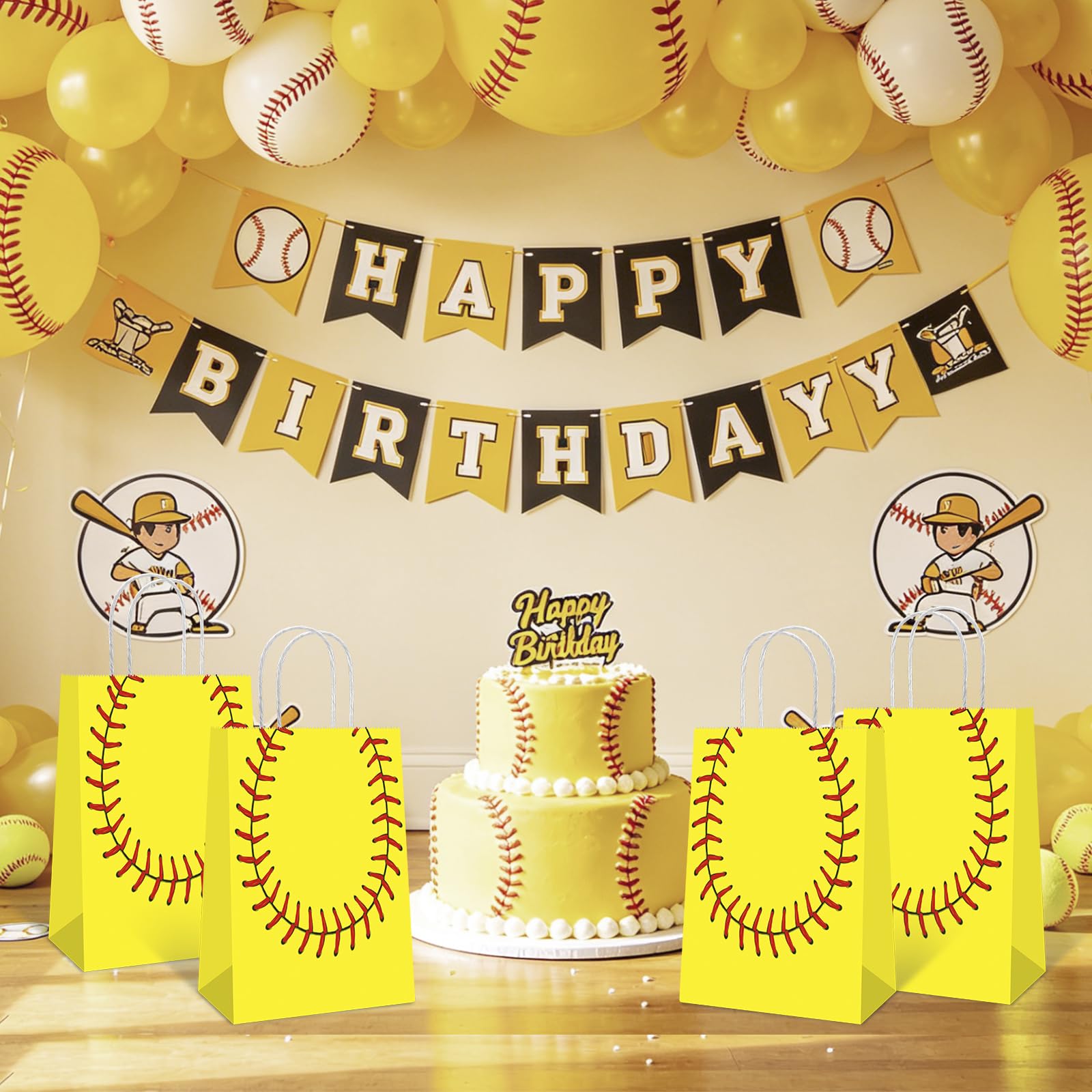 Lusmajoy 12 PCS Softball Gift Bags, Softball Goodie Bags for Softball Birthday Party Supplies, Softball Bag for Kids Treat Bags, Basketball Favor Bags