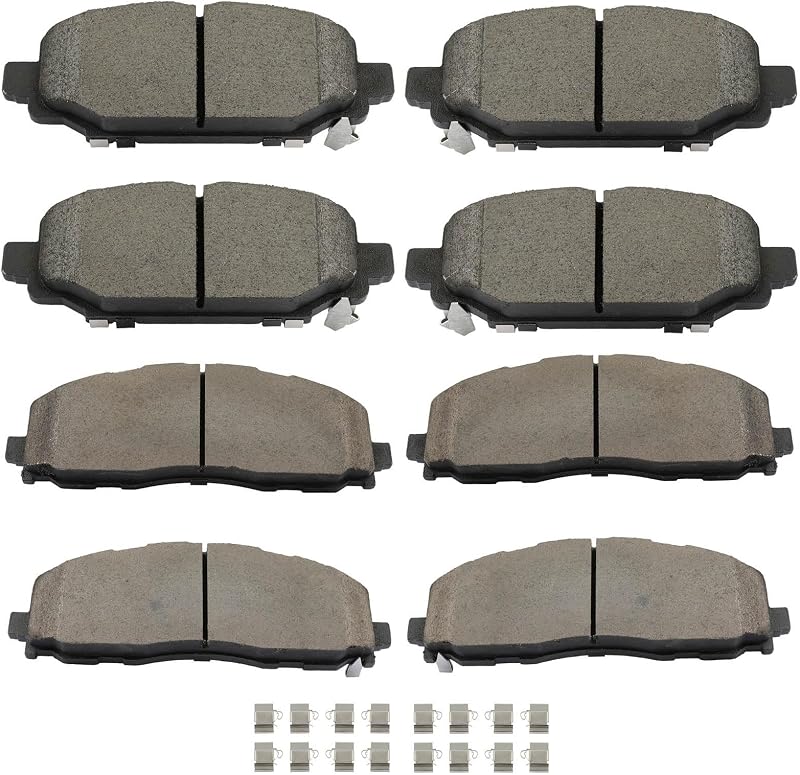 Jogo de pastilhas de freio cerâmicas dianteiras e traseiras SCITOO D2172 D2177 para Jeep Wrangler 2.0L 2018–2023 – 8 unidades