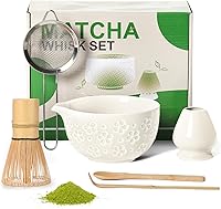 Vista 11 de Kit de juego de batidor de Matcha: Juego de Matcha japonés - Tazón de cerámica, batidor de bambú, Chasen, soporte para cuchara, cuchara medidora