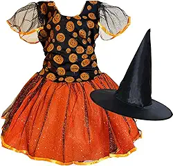 Fantasia Vestido Bruxinha Roupa Infantil Criança Chapéu Luxo
