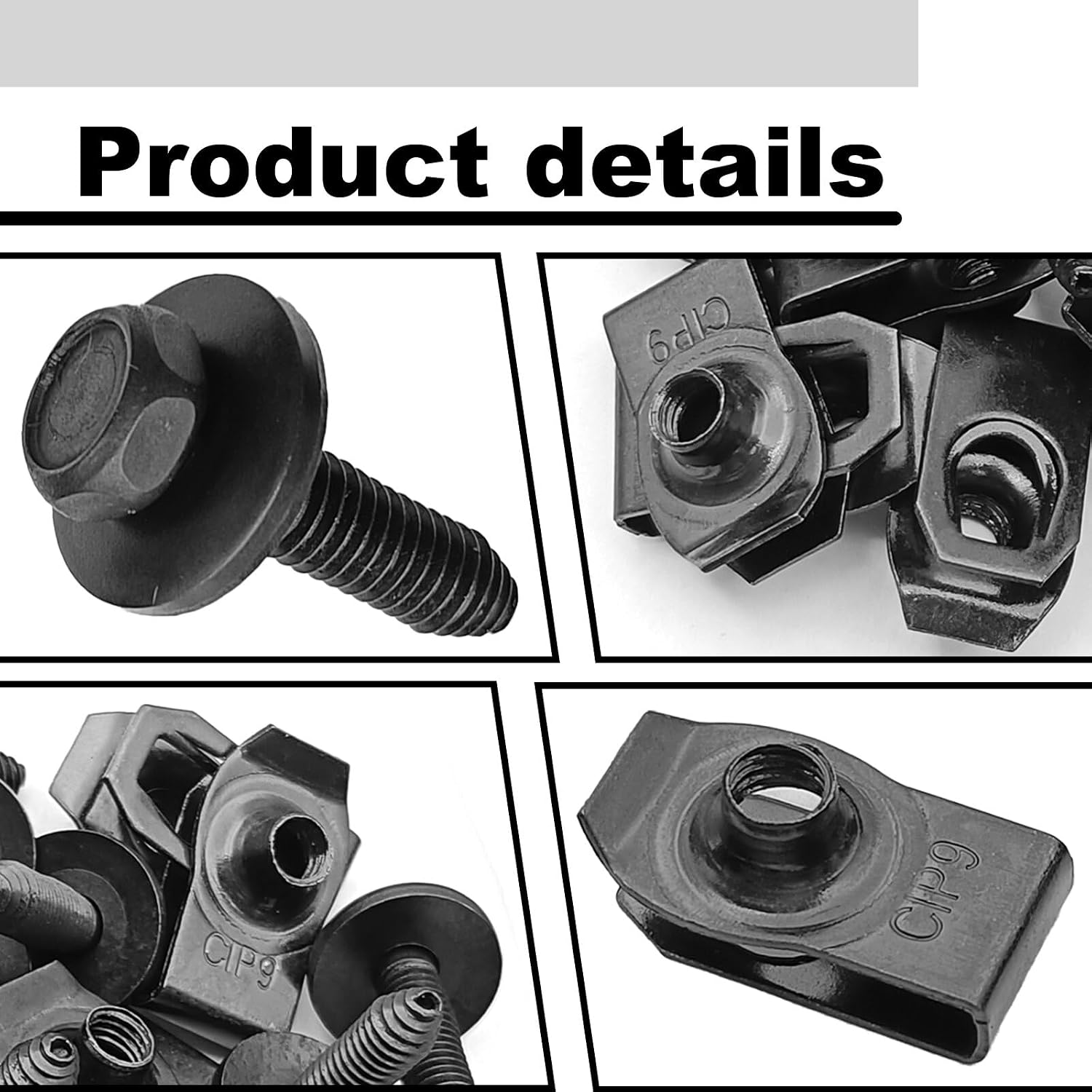 15 Sets M8-1.25 Body Bolts & Extruded U Nut Kit - Compatible with GM Chevy, Buick, Cadillac, Fits Bumper, Fender, Radiator & Hood Panels