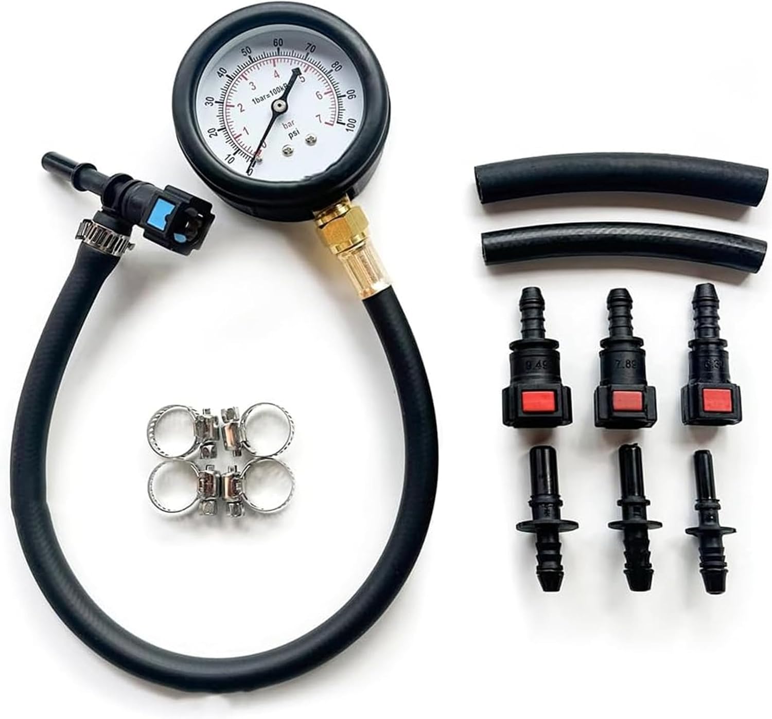 Fuel Pressure Tester Kit, Fuel Pressure Tester Kit With Gauge Precise 0-100psi Injection Pump For Cars, Motorcycles, Trucks