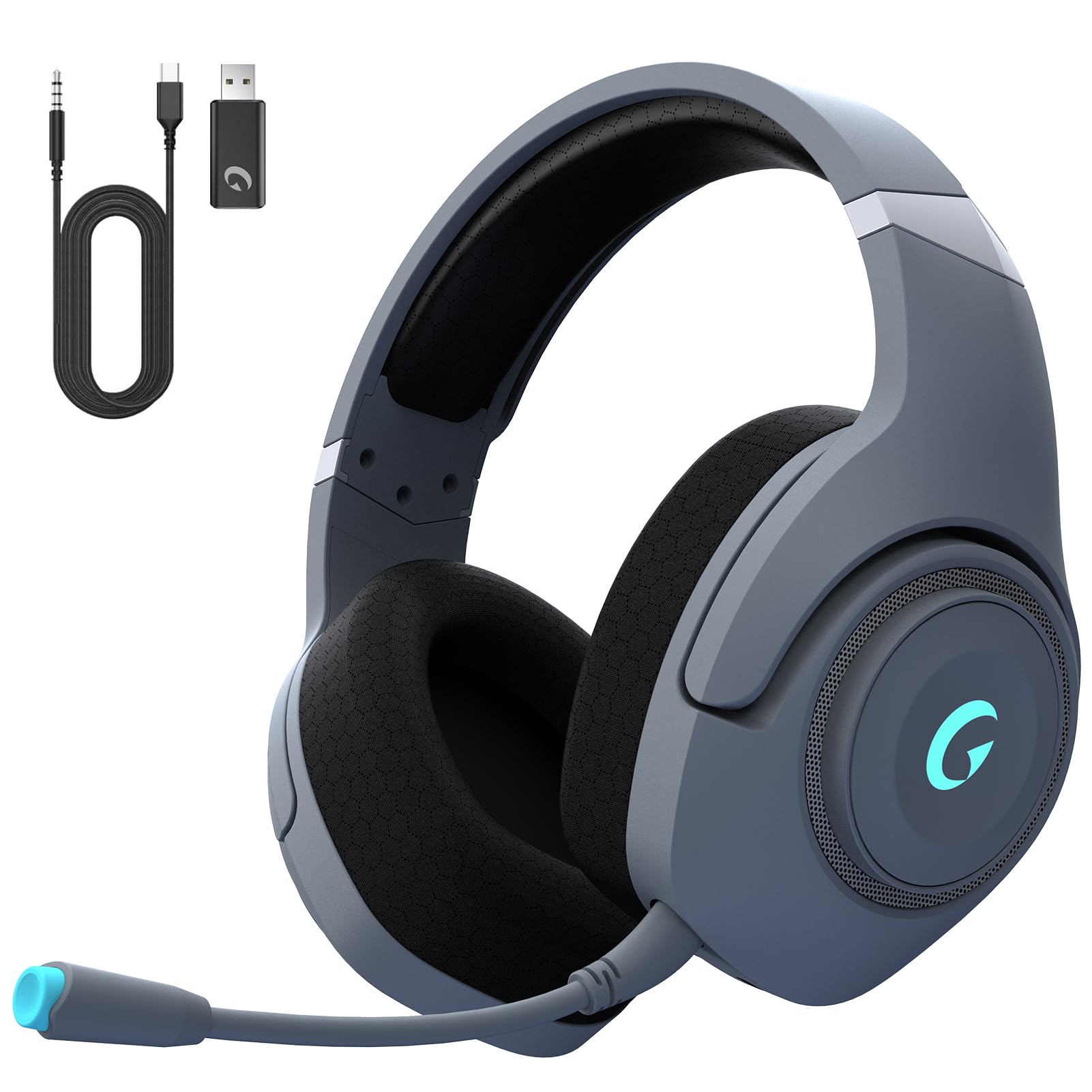 2.4GHz Gaming Headset with Mic for PS5, PS4, PC, Bluetooth 5.3 Gaming Headphones with ENC Noise Cancelling Mic, Captain 400