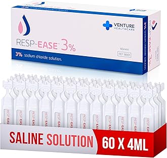 3% Sterile Hypertonic Saline Solution for Inhalation via Nebuliser - Helps Clear Airways and Congestion from Lungs - 60 x 4ml Vials - Strong Nebuliser Saline Solution