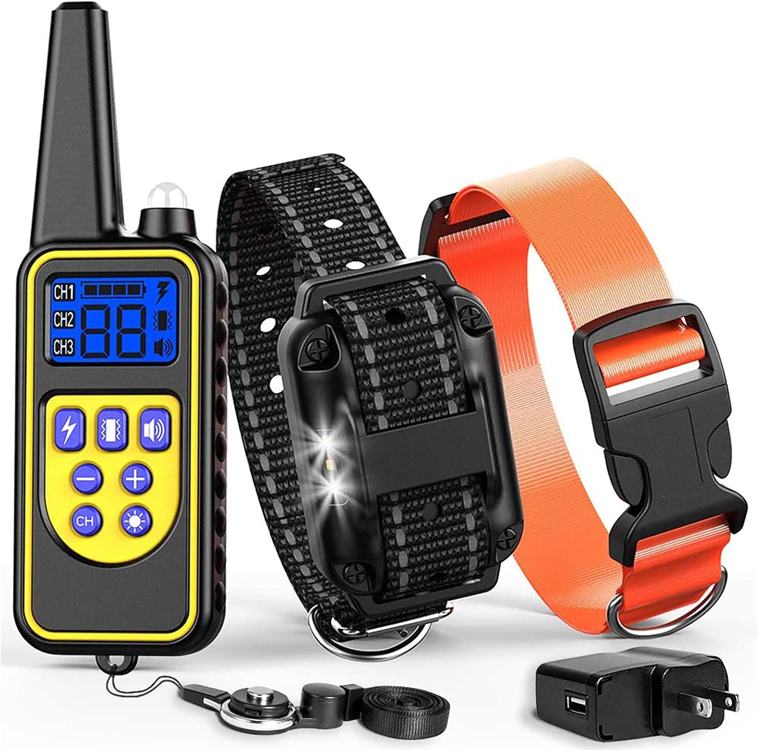 Cambond Dog Shock Collar with Remote, Waterproof Dog Training Collar 2600ft Control Range Rechargeable Shock Collar for Medium and Large Breed Dogs with 4 Training Modes Light Shock Vibration Beep