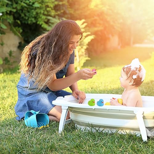 Miniatura 6 de Juguetes de pato de baño, 4 piezas, flotador de goma familiar para bebés y niños pequeños en edad preescolar, juguete de ducha (colorido)